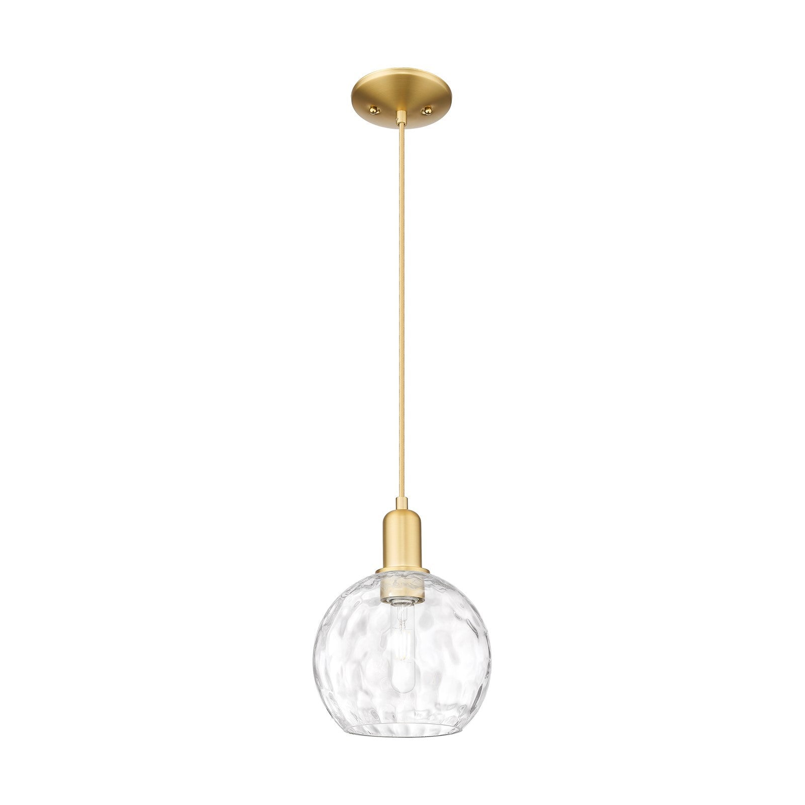 Innovations Athens Water Glass 8in 1-Light Mini Pendant | Industrial Satin Gold Steel and Clear Glass | Kitchen Island & Dining | Model 716-1P-SG-G1215-8