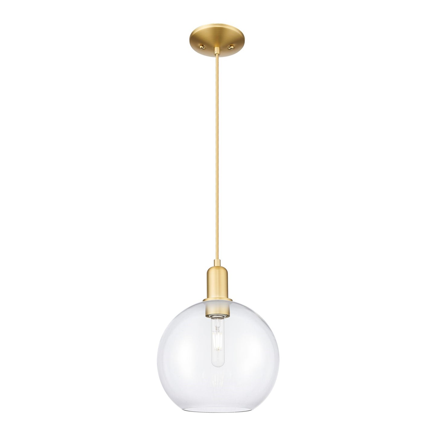 Innovations Athens 10in 1-Light Mini Pendant | Industrial Satin Gold Steel and Clear Glass | Kitchen Island & Dining Room | 10 x | Model 716-1P-SG-G122-10