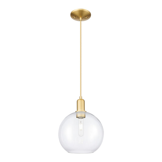 Innovations Athens 10in 1-Light Mini Pendant | Industrial Satin Gold Steel and Clear Glass | Kitchen Island & Dining Room | 10 x | Model 716-1P-SG-G122-10