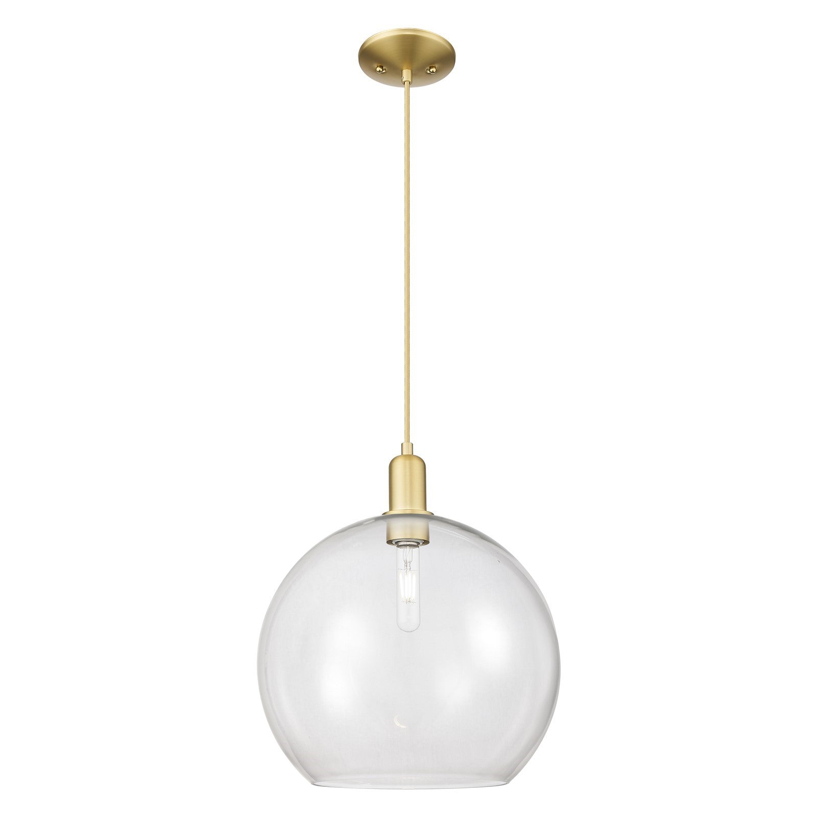 Innovations Athens 14in 1-Light Mini Pendant | Industrial Satin Gold Steel and Clear Glass | Kitchen Island & Dining Room | Model 716-1P-SG-G122-14