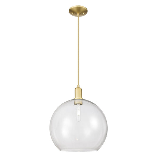 Innovations Athens 14in 1-Light Mini Pendant | Industrial Satin Gold Steel and Clear Glass | Kitchen Island & Dining Room | Model 716-1P-SG-G122-14