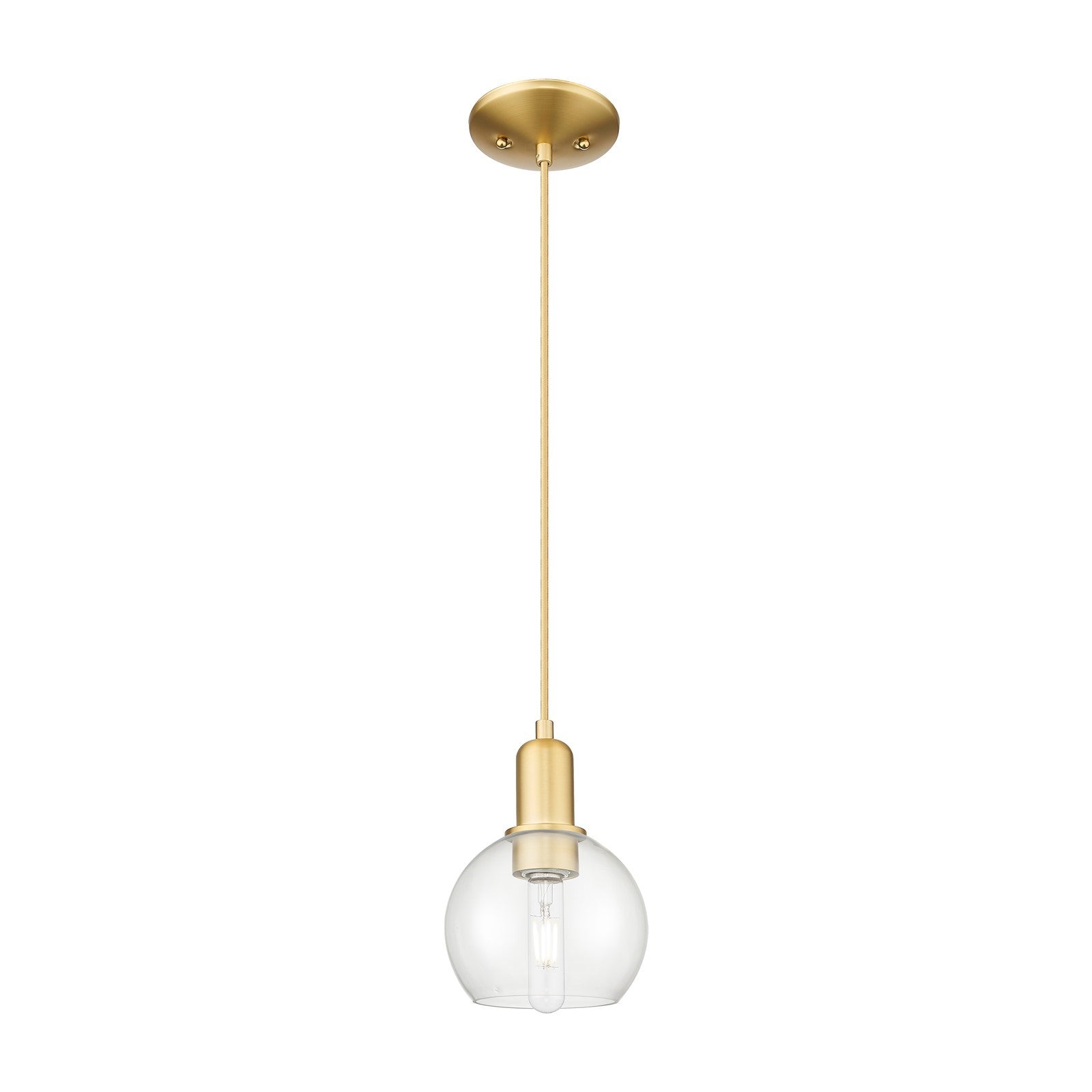 Innovations Athens 6in 1-Light Mini Pendant | Industrial Satin Gold Steel and Clear Glass | Kitchen Island & Dining Room | 5.88 x | Model 716-1P-SG-G122-6