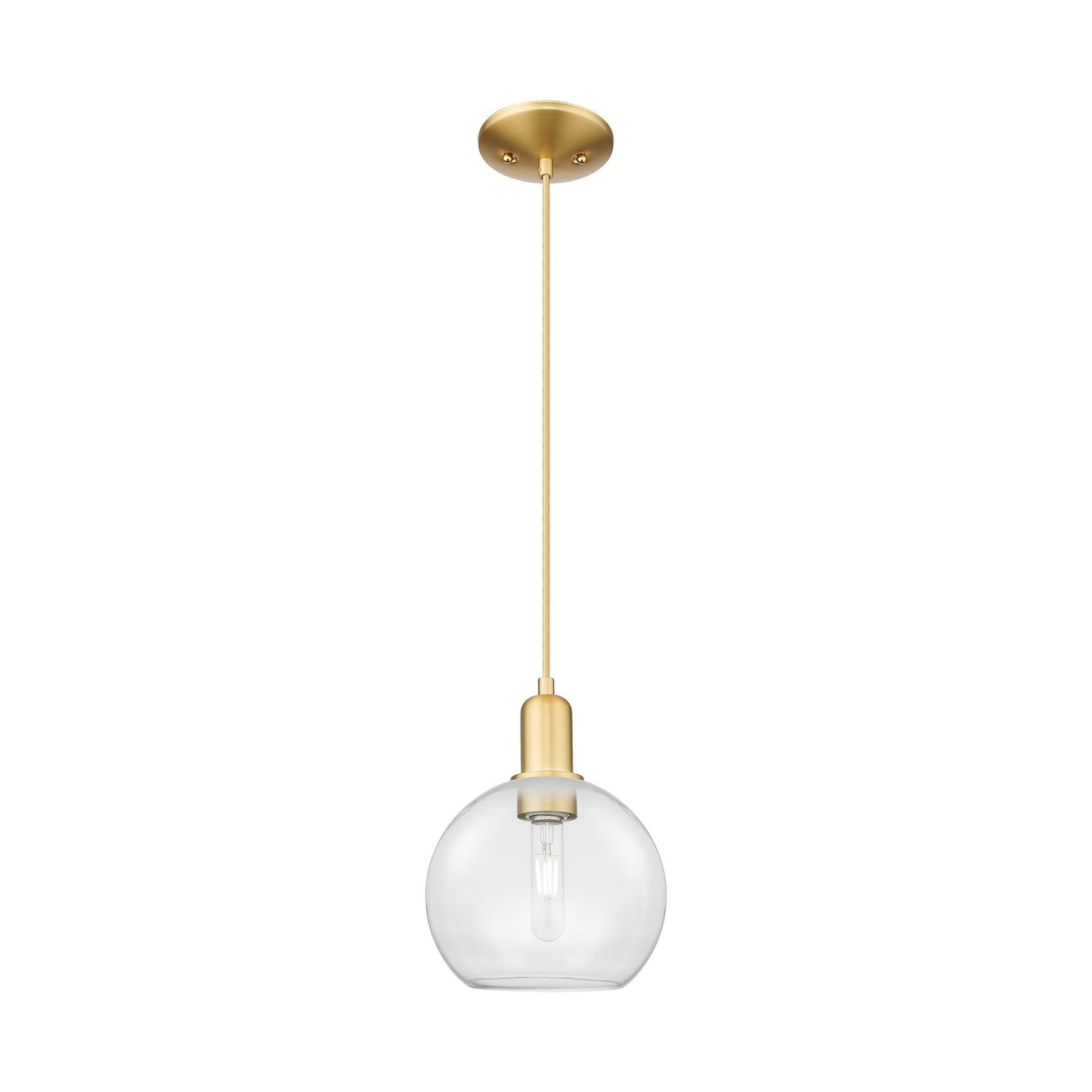 Innovations Athens 8in 1-Light Mini Pendant | Industrial Satin Gold Steel and Clear Glass | Kitchen Island & Breakfast Nook | 8 x | Model 716-1P-SG-G122-8
