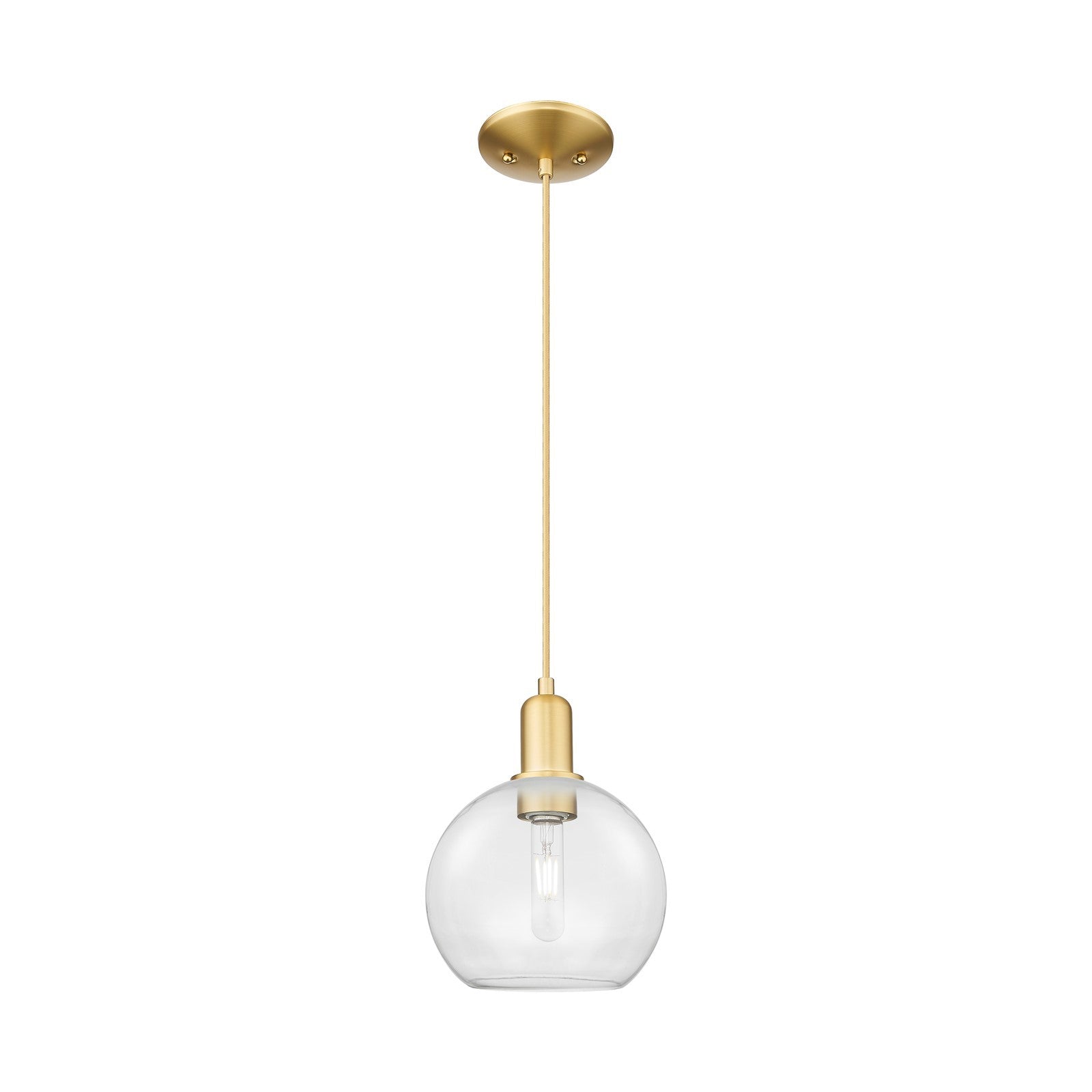 Innovations Athens 8in 1-Light Mini Pendant | Industrial Satin Gold Steel and Clear Glass | Kitchen Island & Breakfast Nook | 8 x | Model 716-1P-SG-G122-8