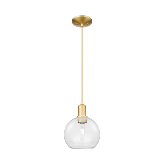 Innovations Athens 8in 1-Light Mini Pendant | Industrial Satin Gold Steel and Clear Glass | Kitchen Island & Breakfast Nook | 8 x | Model 716-1P-SG-G122-8