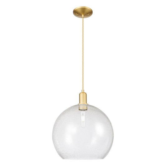 Innovations Athens 14in 1-Light Mini Pendant | Industrial Satin Gold Steel and Seedy Glass | Kitchen Island & Dining Room | Model 716-1P-SG-G124-14