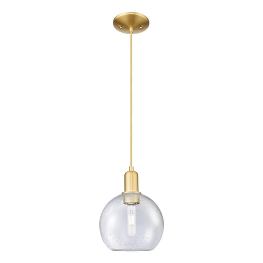 Innovations Athens 8in 1-Light Mini Pendant | Industrial Satin Gold and Seedy Glass | Kitchen Island & Dining Room | 8 x 8 x | Model 716-1P-SG-G124-8
