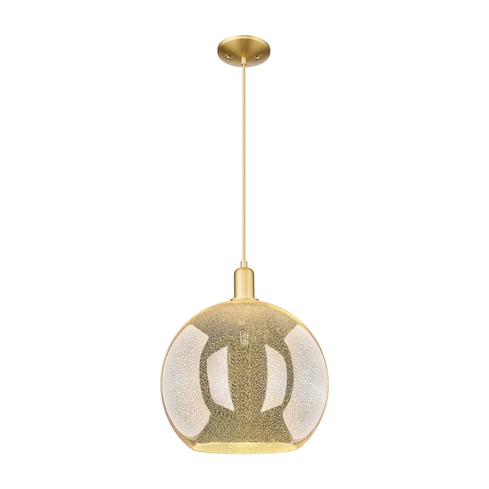 Innovations Athens 14in 1-Light Mini Pendant | Industrial Satin Gold Steel and Mercury Glass | Kitchen Island & Dining Room | Model 716-1P-SG-G128-14
