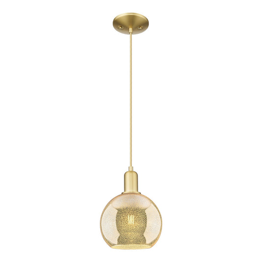 Innovations Athens 8in 1-Light Mini Pendant | Industrial Satin Gold Steel and Mercury Glass | Kitchen Island & Dining Room | Damp | Model 716-1P-SG-G128-8