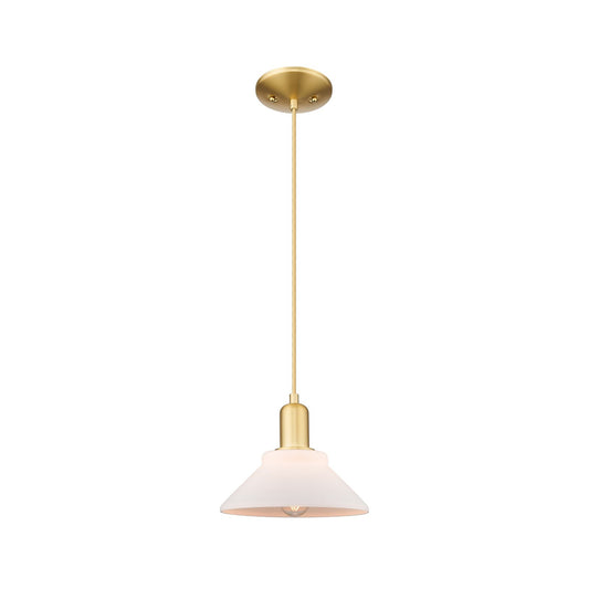 Innovations Orwell 8in 1-Light Mini Pendant | Industrial Satin Gold Steel and Matte White Glass | Kitchen Island & Dining Room | Model 716-1P-SG-G131