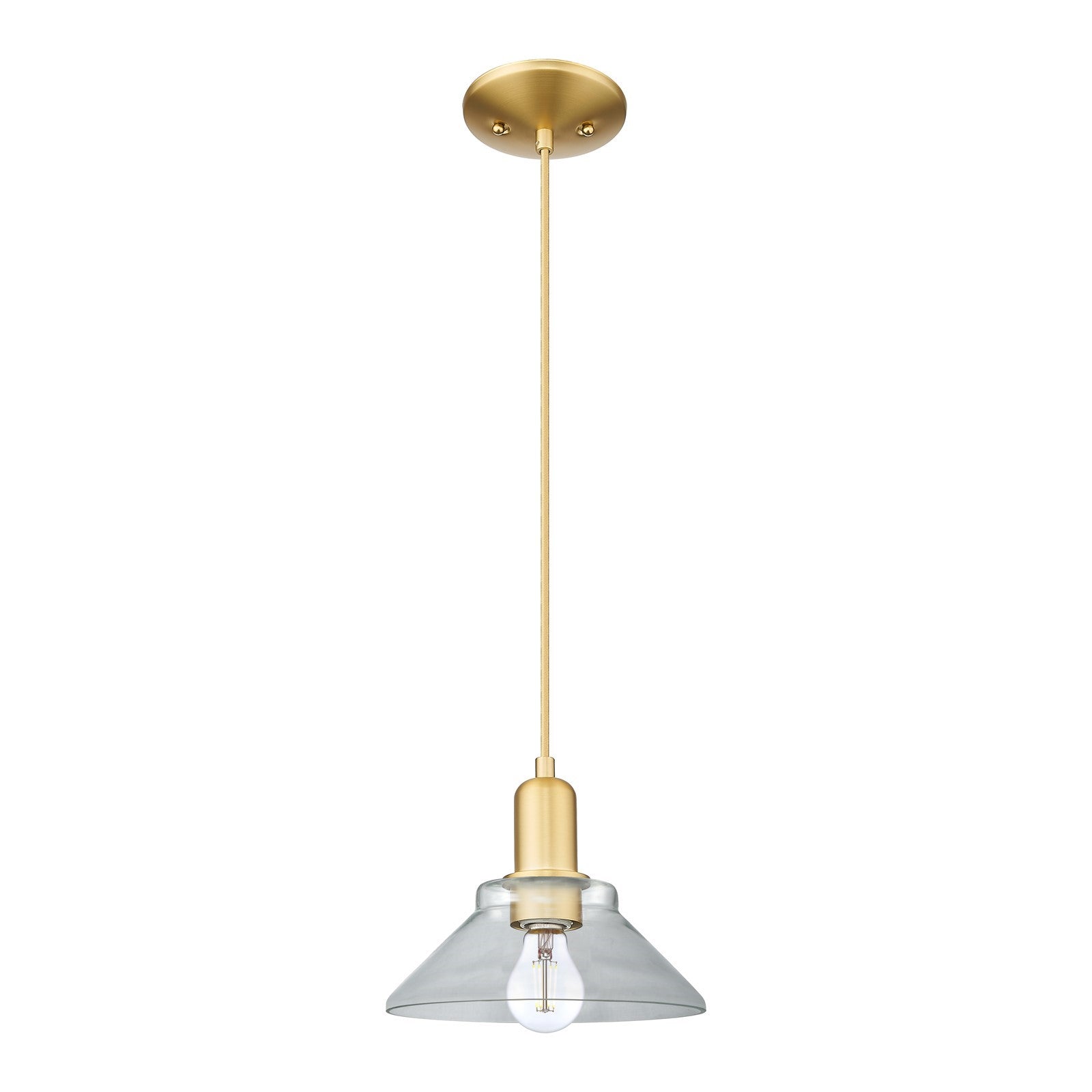 Innovations Orwell 8in 1-Light Mini Pendant | Industrial Satin Gold Steel and Clear Glass | Kitchen Island & Dining Room | 8.38 x | Model 716-1P-SG-G132