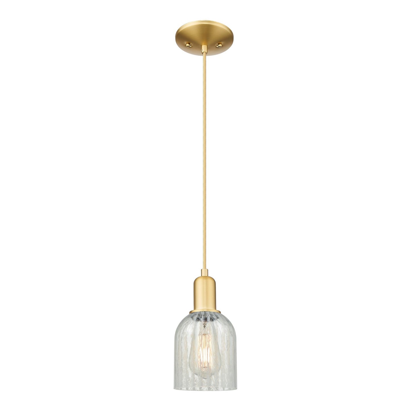 Innovations Caledonia 5in 1-Light Mini Pendant | Industrial Satin Gold Steel and Mouchette Glass | Kitchen Island & Dining Room | Model 716-1P-SG-G2511