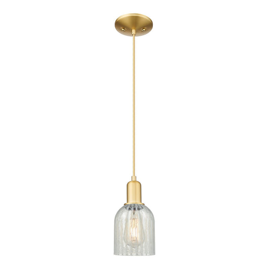 Innovations Caledonia 5in 1-Light Mini Pendant | Industrial Satin Gold Steel and Mouchette Glass | Kitchen Island & Dining Room | Model 716-1P-SG-G2511