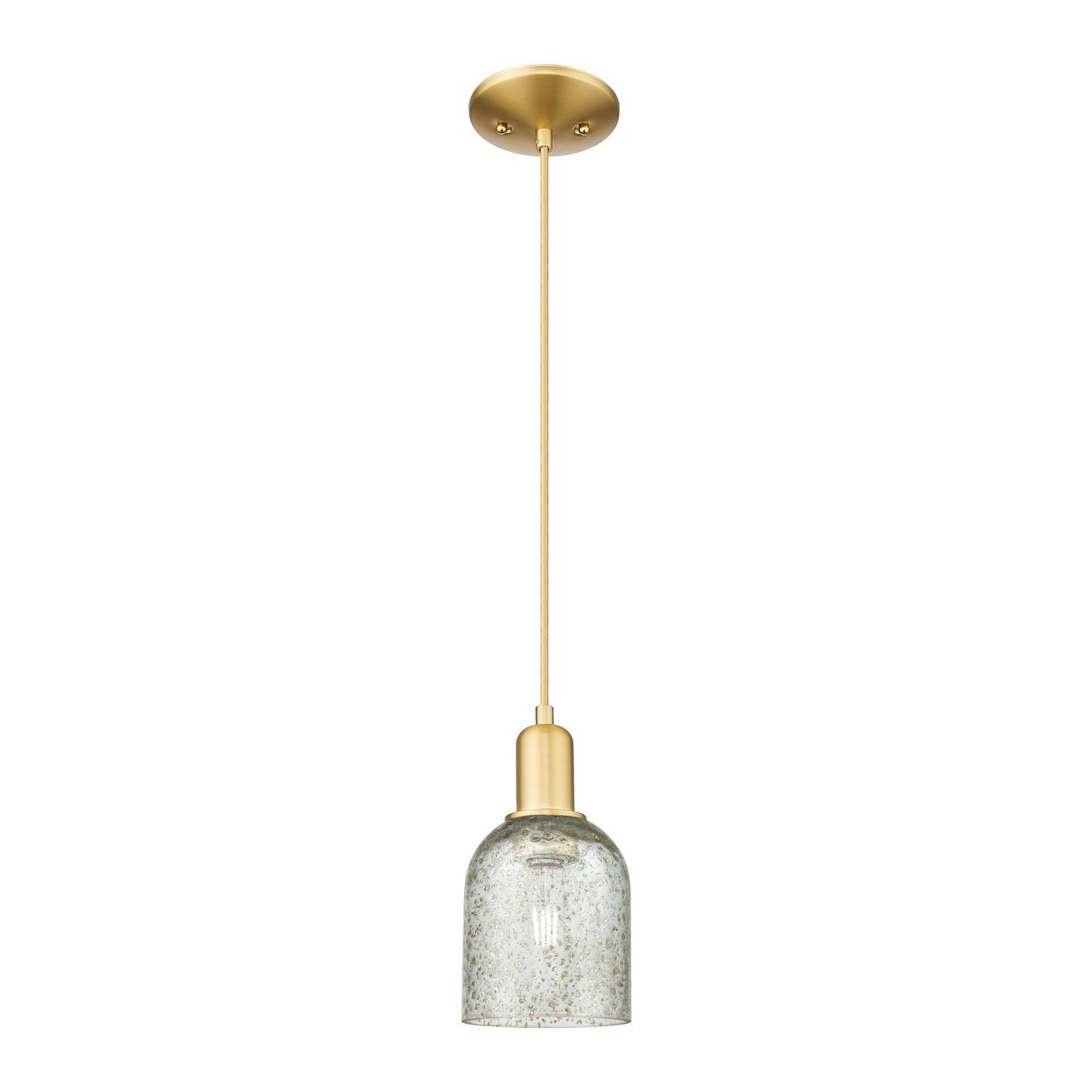 Innovations Caledonia 5in 1-Light Mini Pendant | Industrial Satin Gold Steel and Mica Glass | Kitchen Island & Dining Room | Model 716-1P-SG-G259