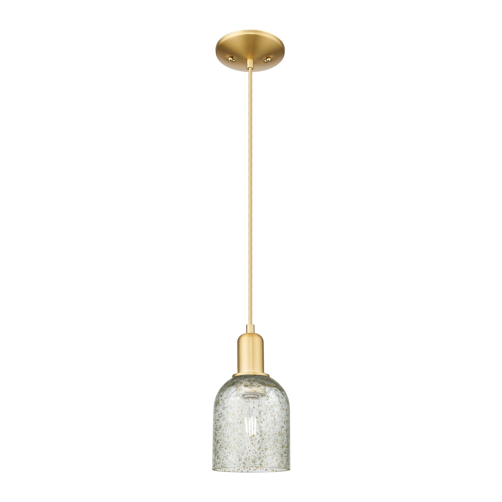 Innovations Caledonia 5in 1-Light Mini Pendant | Industrial Satin Gold Steel and Mica Glass | Kitchen Island & Dining Room | Model 716-1P-SG-G259