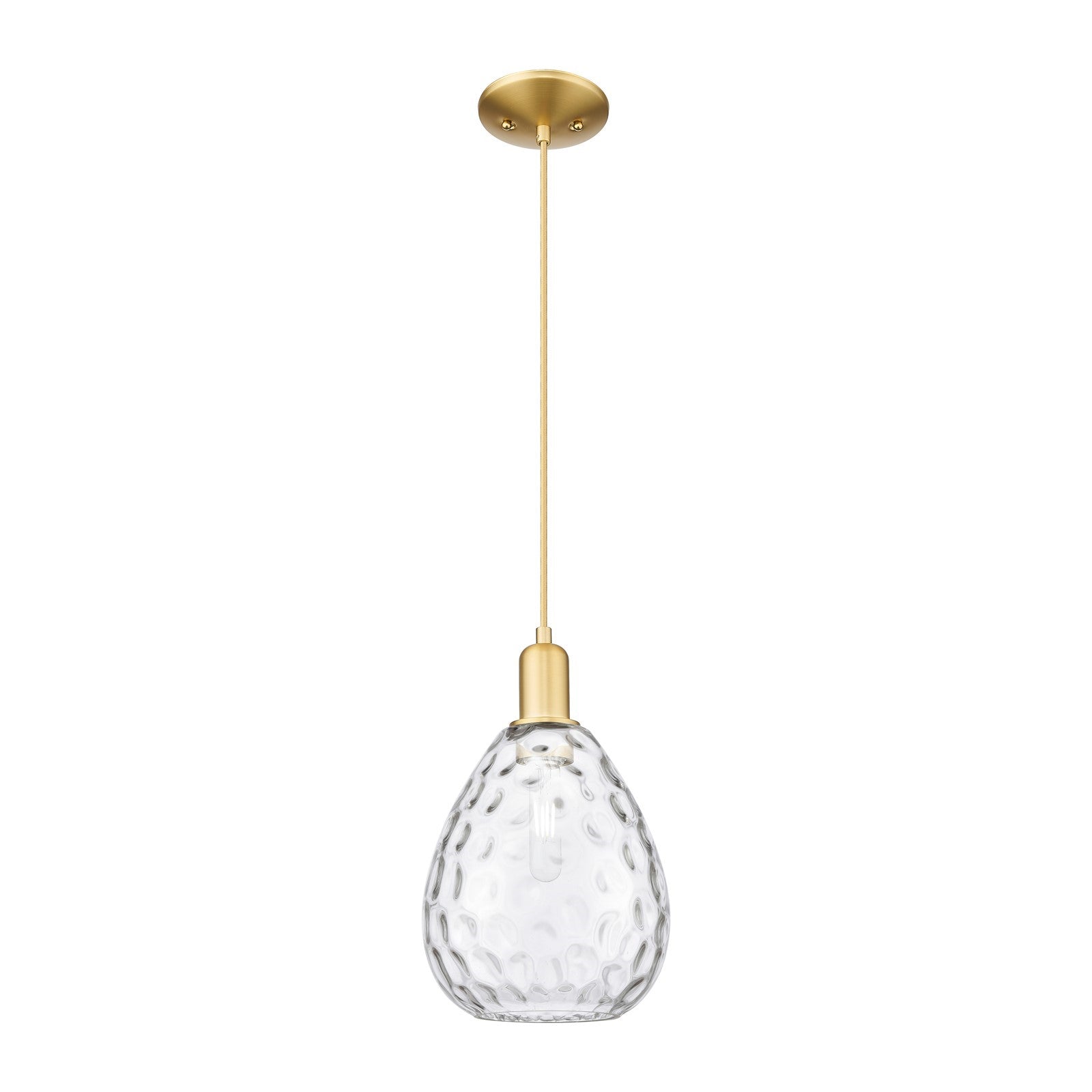 Innovations Waverly 8in 1-Light Mini Pendant | Industrial Satin Gold Steel and Clear Glass | Kitchen Island & Dining Room | 8 x 8 x | Model 716-1P-SG-G372