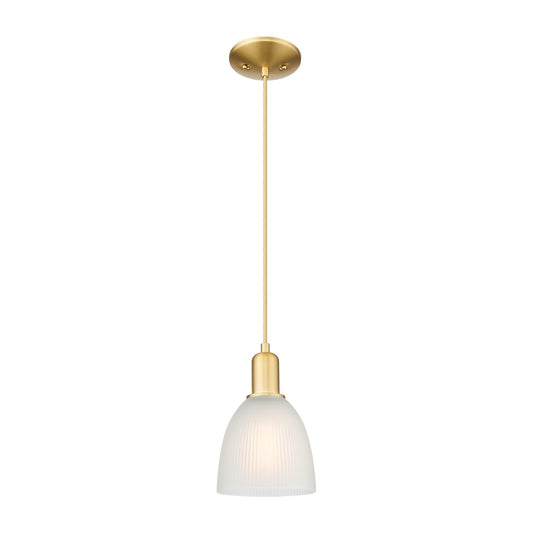 Innovations Castile 6in 1-Light Mini Pendant | Industrial Satin Gold Steel and White Glass | Kitchen Island & Dining Room | 6 x 6 x | Model 716-1P-SG-G381