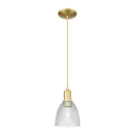 Innovations Castile 6in 1-Light Mini Pendant | Industrial Satin Gold Steel and Clear Glass | Kitchen Island & Dining Room | 6 x 6 x | Model 716-1P-SG-G382