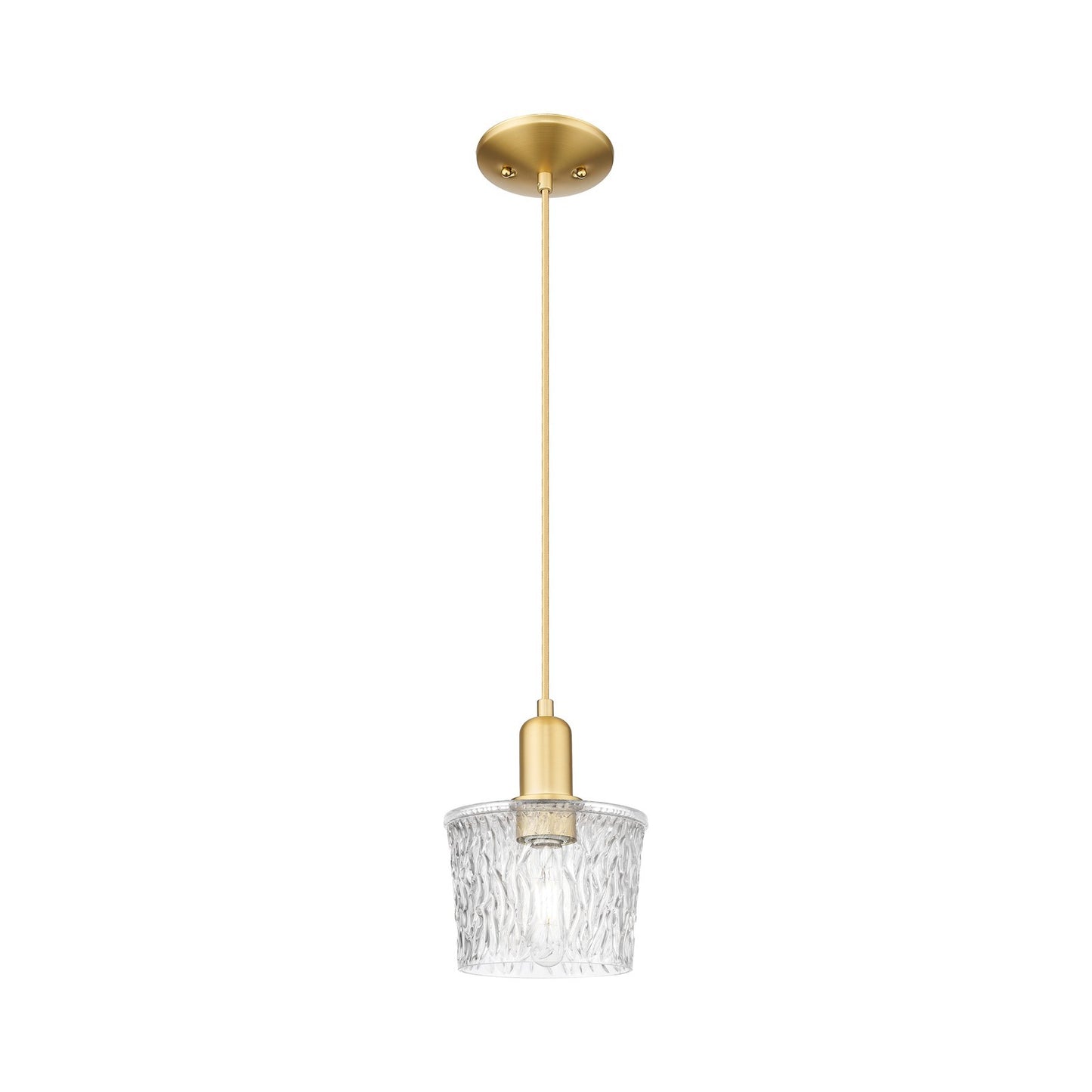 Innovations Niagara 7in 1-Light Mini Pendant | Industrial Satin Gold Steel and Clear Glass | Kitchen Island & Dining Room | 6.5 x | Model 716-1P-SG-G402