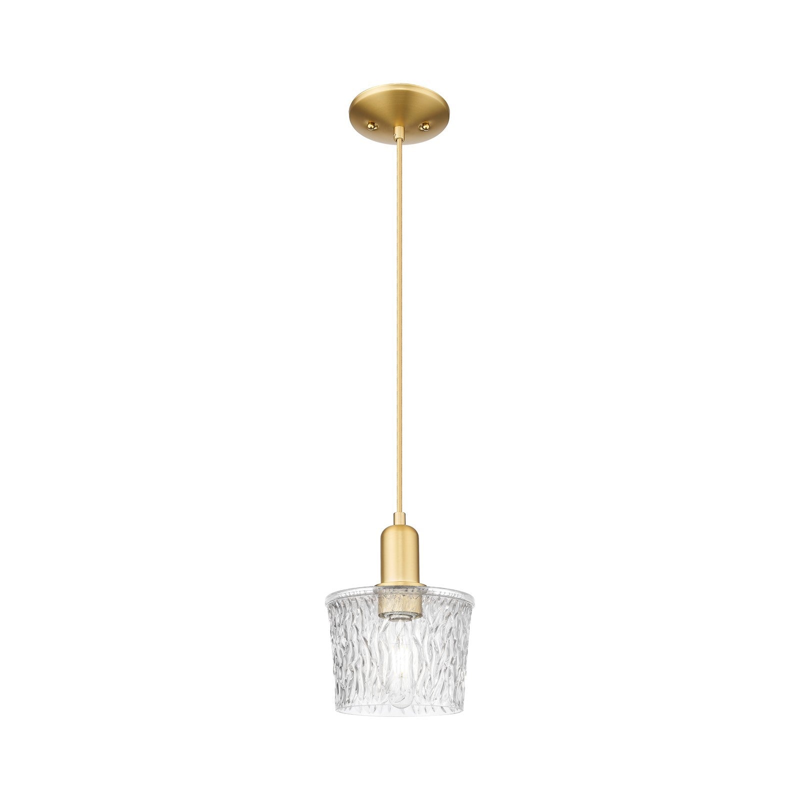 Innovations Niagara 7in 1-Light Mini Pendant | Industrial Satin Gold Steel and Clear Glass | Kitchen Island & Dining Room | 6.5 x | Model 716-1P-SG-G402