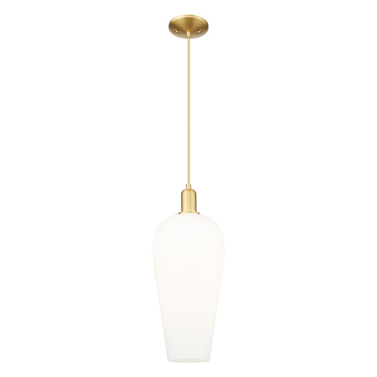 Innovations Chelsea 8in 1-Light Mini Pendant | Industrial Satin Gold Steel and White Glass | Kitchen Island & Dining Room | 8 x | Model 716-1P-SG-G456-8WH
