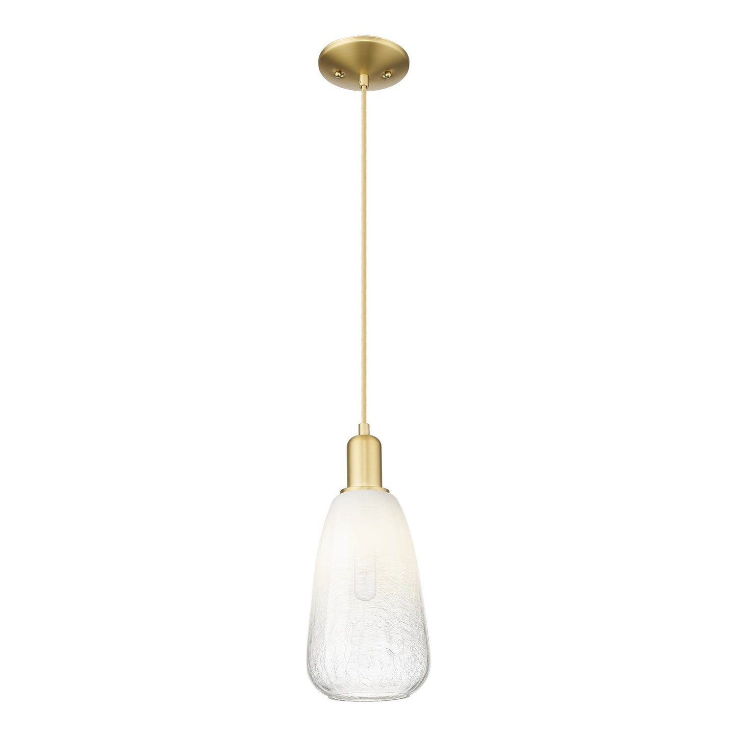 Innovations Brookhaven Almond 6in 1-Light Mini Pendant | Industrial Satin Gold Steel and Opal Glass | Kitchen Island & Dining | Model 716-1P-SG-G480-6OP