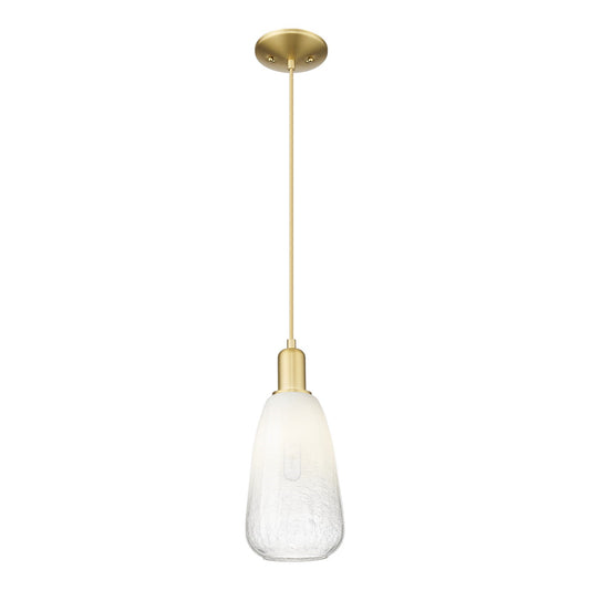 Innovations Brookhaven Almond 6in 1-Light Mini Pendant | Industrial Satin Gold Steel and Opal Glass | Kitchen Island & Dining | Model 716-1P-SG-G480-6OP