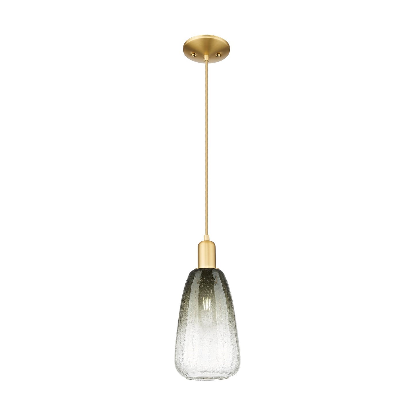 Innovations Brookhaven Almond 6in 1-Light Mini Pendant | Industrial Satin Gold Steel and Slate Glass | Kitchen Island & Dining | Model 716-1P-SG-G480-6SL