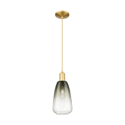 Innovations Brookhaven Almond 6in 1-Light Mini Pendant | Industrial Satin Gold Steel and Slate Glass | Kitchen Island & Dining | Model 716-1P-SG-G480-6SL