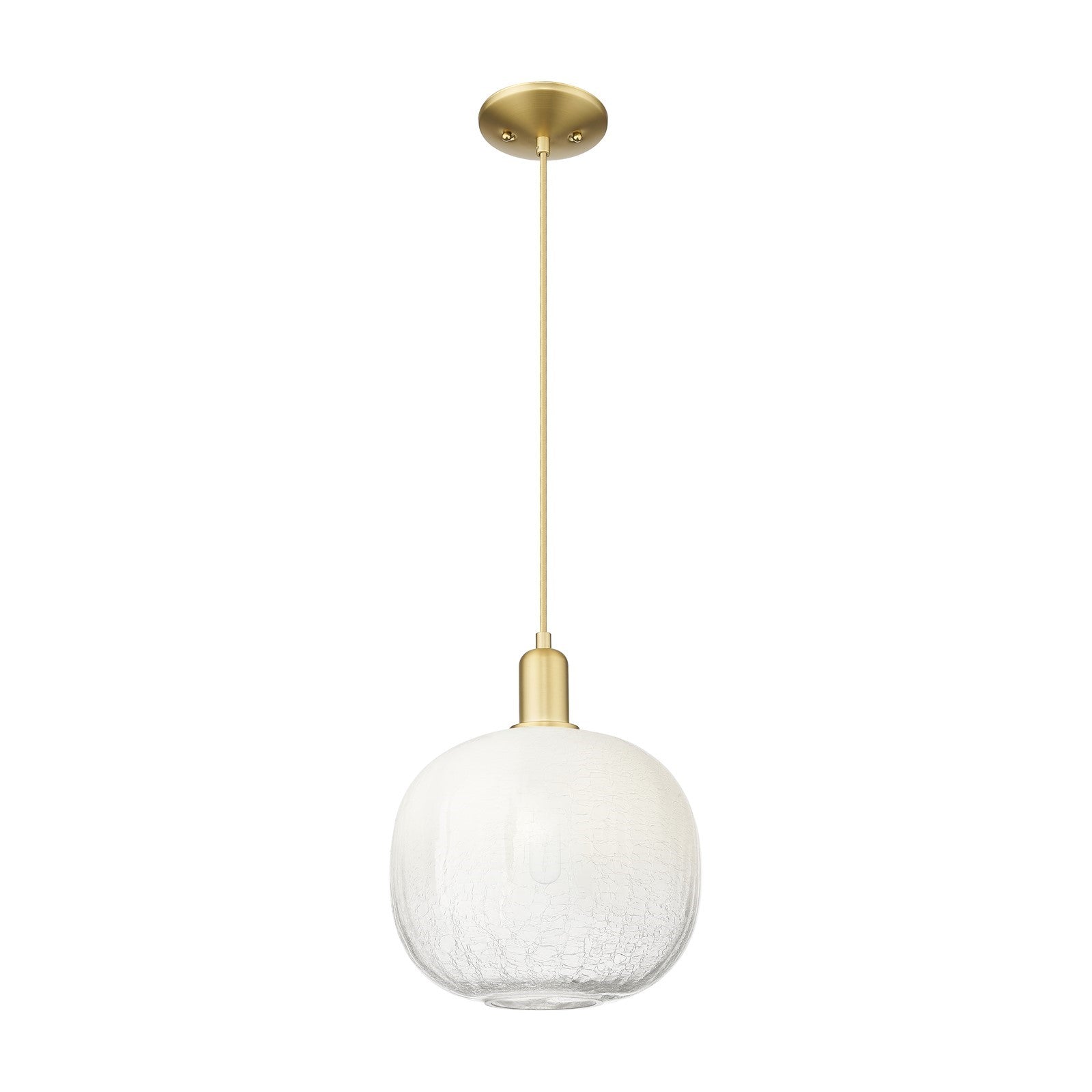 Innovations Brookhaven Sphere 10.5in 1-Light Mini Pendant | Industrial Satin Gold Steel and Opal Glass | Kitchen Island & | Model 716-1P-SG-G481-10OP