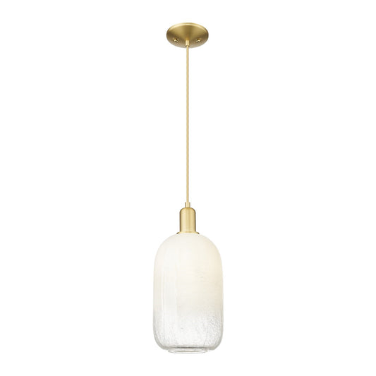Innovations Brookhaven Cloche 7in 1-Light Mini Pendant | Industrial Satin Gold Steel and Opal Glass | Kitchen Island & Dining | Model 716-1P-SG-G482-7OP