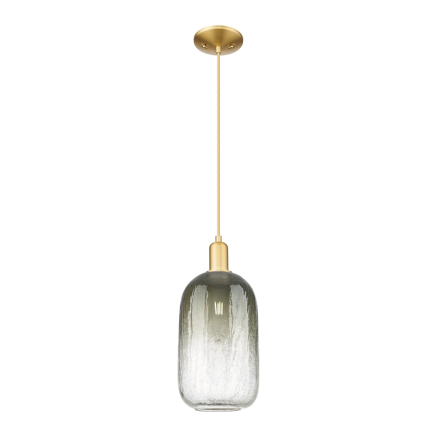 Innovations Brookhaven Cloche 7in 1-Light Mini Pendant | Industrial Satin Gold Steel and Slate Glass | Kitchen Island & Dining | Model 716-1P-SG-G482-7SL