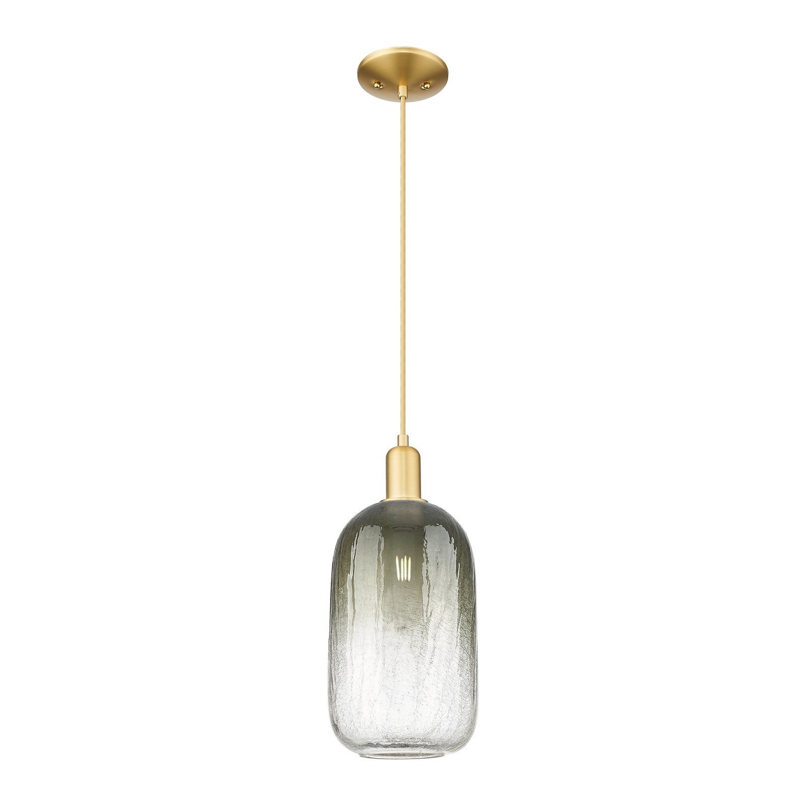 Innovations Brookhaven Cloche 7in 1-Light Mini Pendant | Industrial Satin Gold Steel and Slate Glass | Kitchen Island & Dining | Model 716-1P-SG-G482-7SL