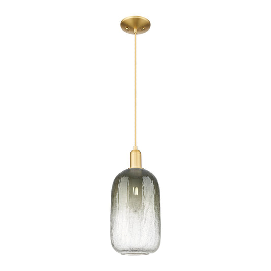 Innovations Brookhaven Cloche 7in 1-Light Mini Pendant | Industrial Satin Gold Steel and Slate Glass | Kitchen Island & Dining | Model 716-1P-SG-G482-7SL