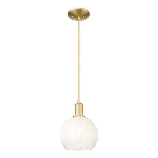 Innovations Brookhaven Globe 8in 1-Light Mini Pendant | Industrial Satin Gold Steel and Opal Glass | Kitchen Island & Dining | Model 716-1P-SG-G483-8OP