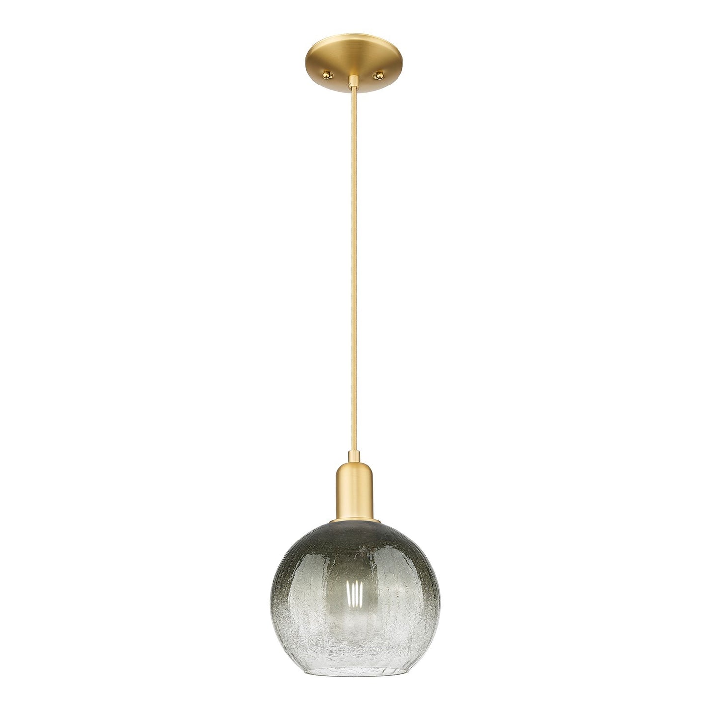 Innovations Brookhaven Globe 7.88in 1-Light Mini Pendant | Industrial Satin Gold Steel and Slate Glass | Kitchen Island & | Model 716-1P-SG-G483-8SL