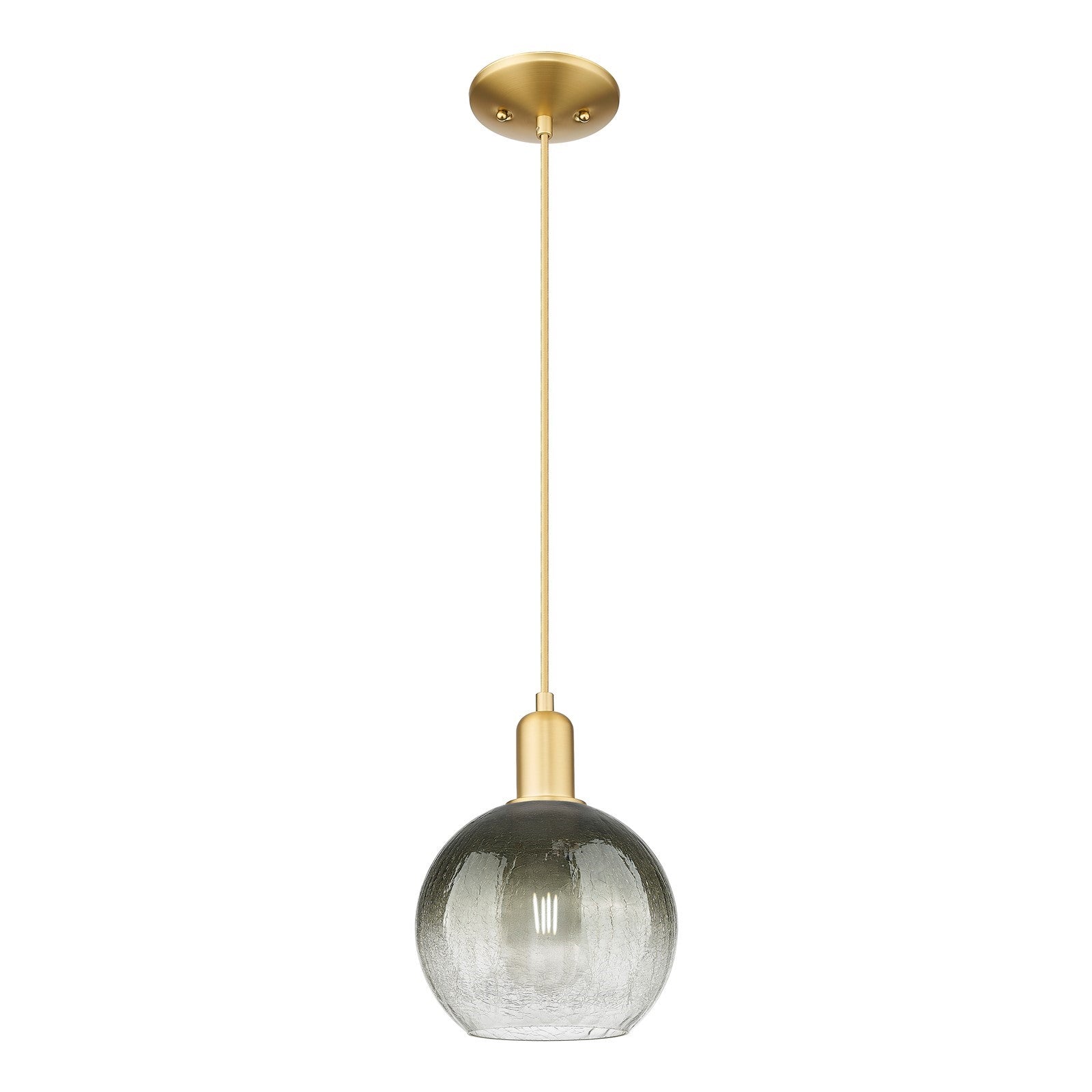 Innovations Brookhaven Globe 7.88in 1-Light Mini Pendant | Industrial Satin Gold Steel and Slate Glass | Kitchen Island & | Model 716-1P-SG-G483-8SL