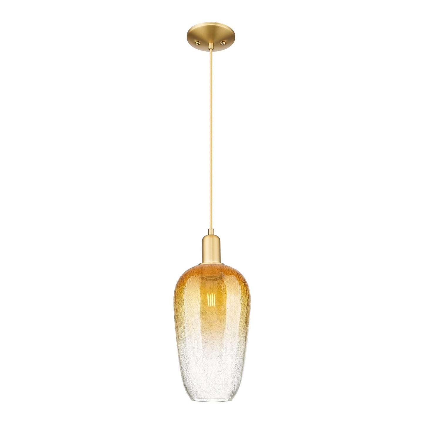 Innovations Brookhaven Flute 7in 1-Light Mini Pendant | Industrial Satin Gold Steel and Amber Glass | Kitchen Island & Dining | Model 716-1P-SG-G484-7AM