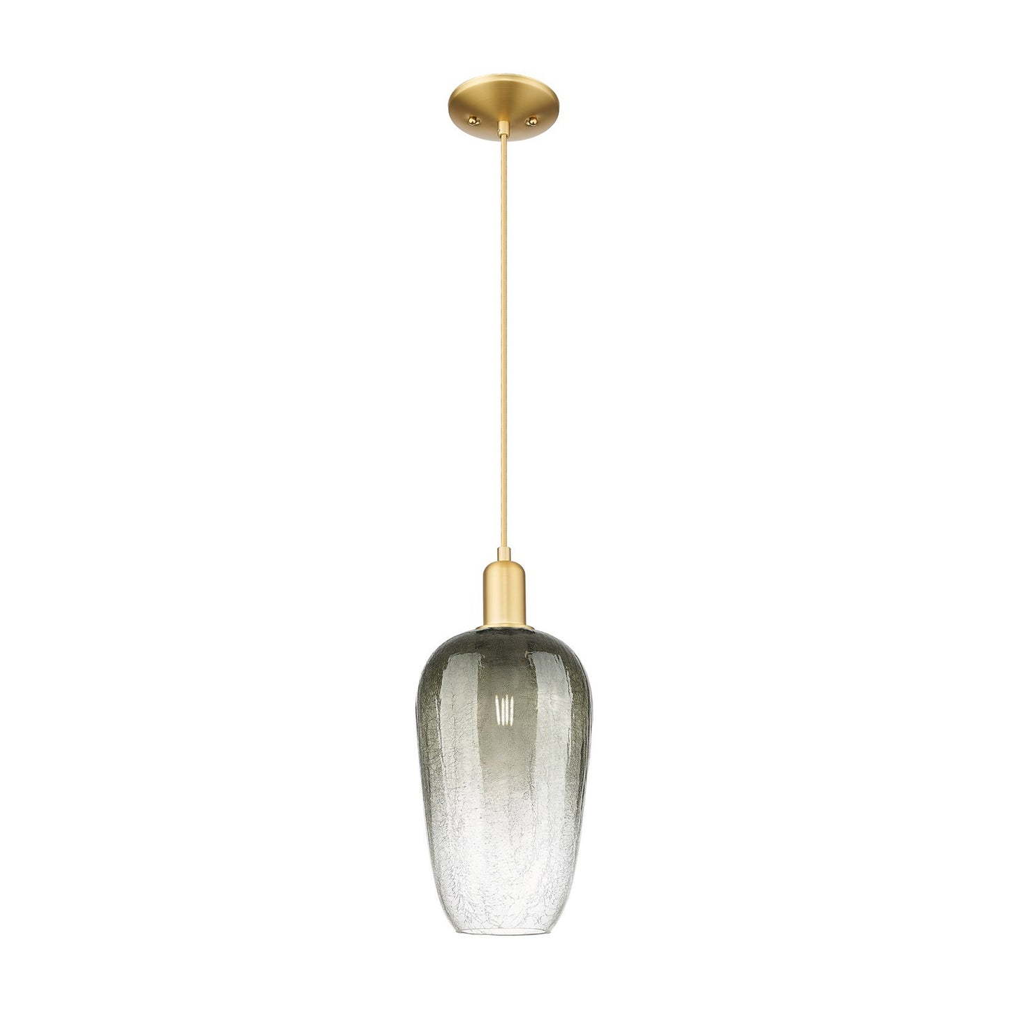 Innovations Brookhaven Flute 7in 1-Light Mini Pendant | Industrial Satin Gold Steel and Slate Glass | Kitchen Island & Dining | Model 716-1P-SG-G484-7SL