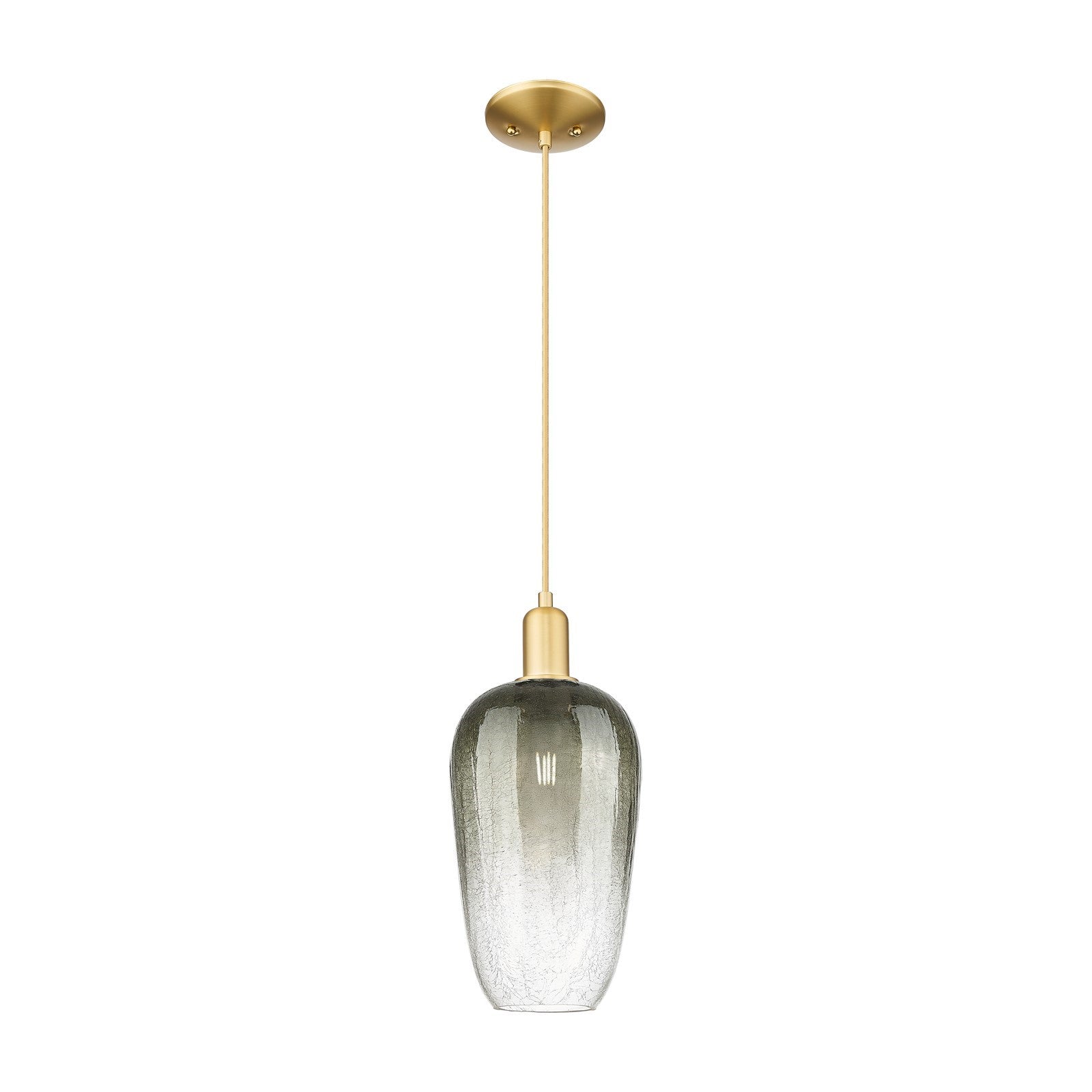 Innovations Brookhaven Flute 7in 1-Light Mini Pendant | Industrial Satin Gold Steel and Slate Glass | Kitchen Island & Dining | Model 716-1P-SG-G484-7SL