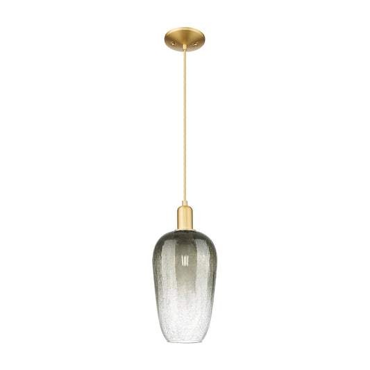 Innovations Brookhaven Flute 7in 1-Light Mini Pendant | Industrial Satin Gold Steel and Slate Glass | Kitchen Island & Dining | Model 716-1P-SG-G484-7SL