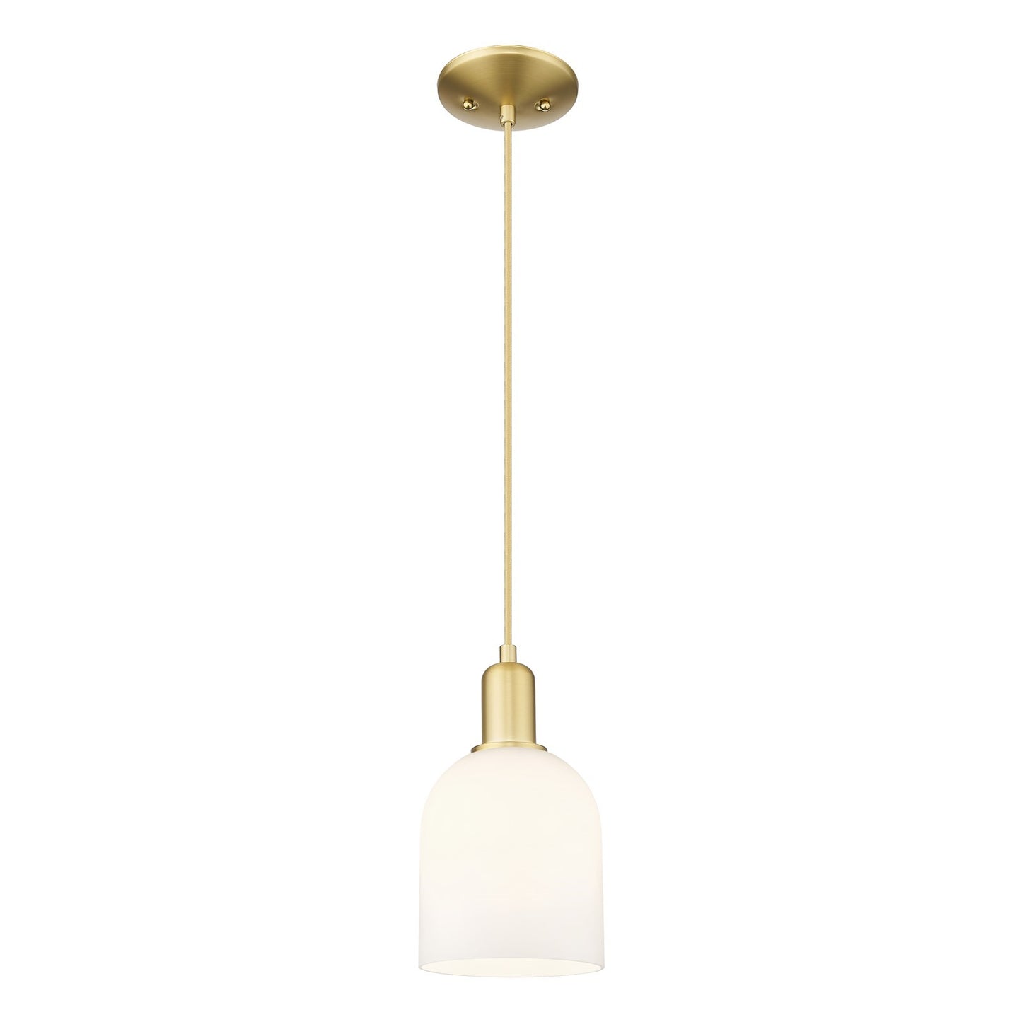 Innovations Bella 6in 1-Light Mini Pendant | Industrial Satin Gold Steel and White Glass | Kitchen Island & Dining Room | 5.5 | Model 716-1P-SG-G558-6GWH
