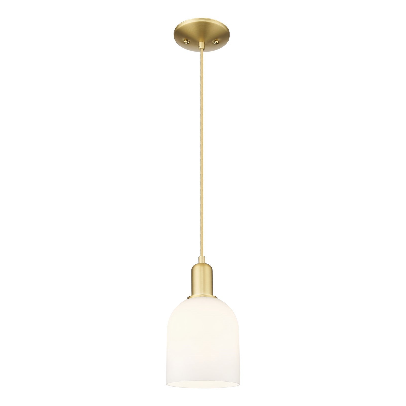 Innovations Bella 6in 1-Light Mini Pendant | Industrial Satin Gold Steel and White Glass | Kitchen Island & Dining Room | 5.5 | Model 716-1P-SG-G558-6GWH