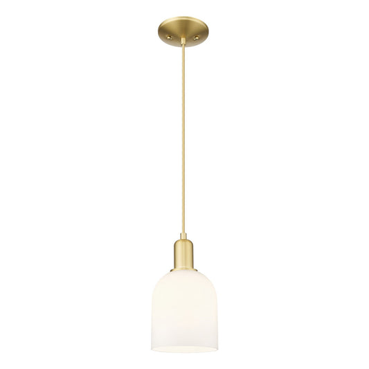 Innovations Bella 6in 1-Light Mini Pendant | Industrial Satin Gold Steel and White Glass | Kitchen Island & Dining Room | 5.5 | Model 716-1P-SG-G558-6GWH