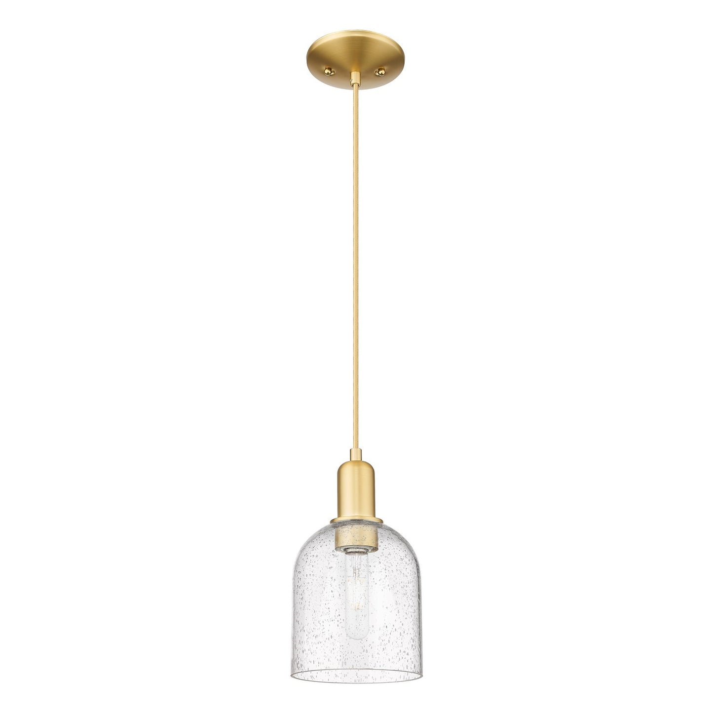 Innovations Bella 6in 1-Light Mini Pendant | Industrial Satin Gold Steel and Seedy Glass | Kitchen Island & Dining Room | 5.5 | Model 716-1P-SG-G558-6SDY
