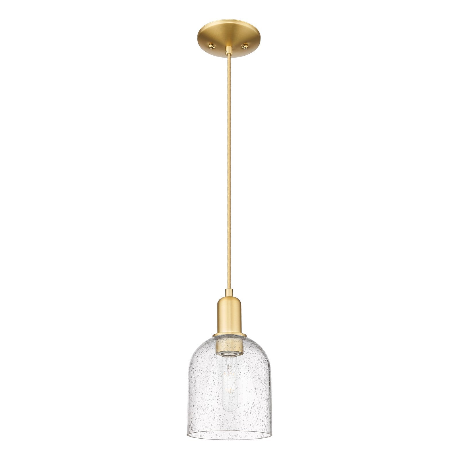 Innovations Bella 6in 1-Light Mini Pendant | Industrial Satin Gold Steel and Seedy Glass | Kitchen Island & Dining Room | 5.5 | Model 716-1P-SG-G558-6SDY
