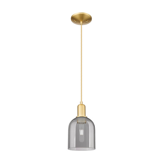 Innovations Bella 6in 1-Light Mini Pendant | Industrial Satin Gold Steel and Light Smoke Glass | Kitchen Island & Dining Room | Model 716-1P-SG-G558-6SM