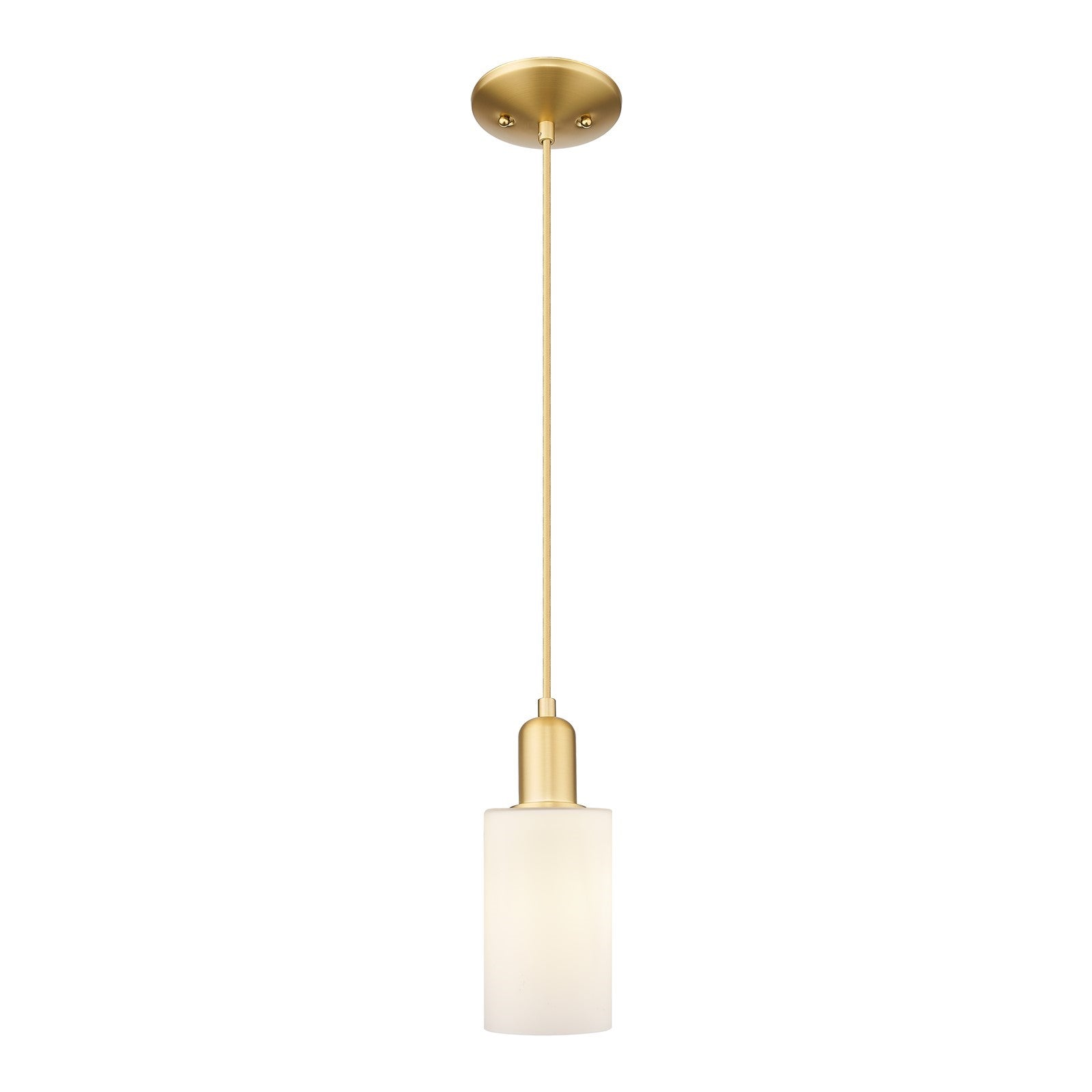 Innovations Clymer 4in 1-Light Mini Pendant | Industrial Satin Gold Steel and Matte White Glass | Kitchen Island & Dining Room | Model 716-1P-SG-G801