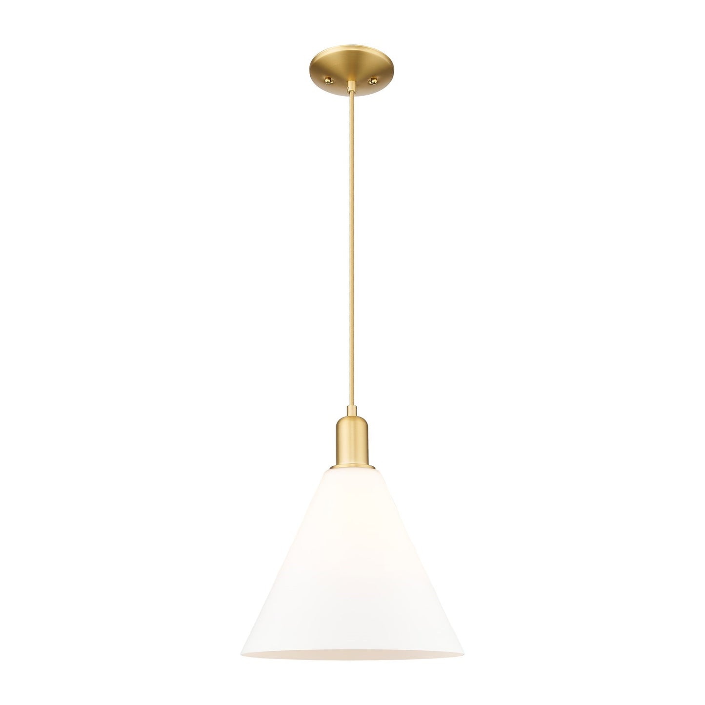 Innovations Berkshire Glass 12in 1-Light Mini Pendant | Industrial Satin Gold Steel and Matte White Glass | Kitchen Island & | Model 716-1P-SG-GBC-121