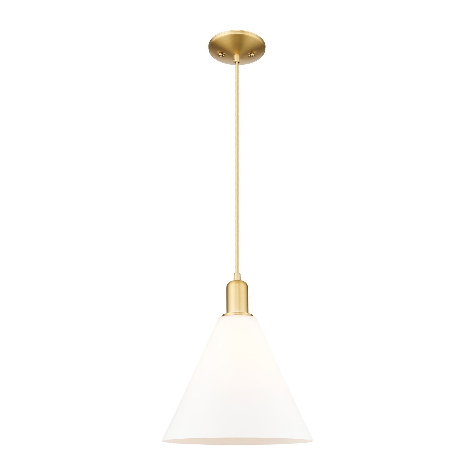 Innovations Berkshire Glass 12in 1-Light Mini Pendant | Industrial Satin Gold Steel and Matte White Glass | Kitchen Island & | Model 716-1P-SG-GBC-121
